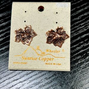 Vintage  Copper Earrings Vintage on original card